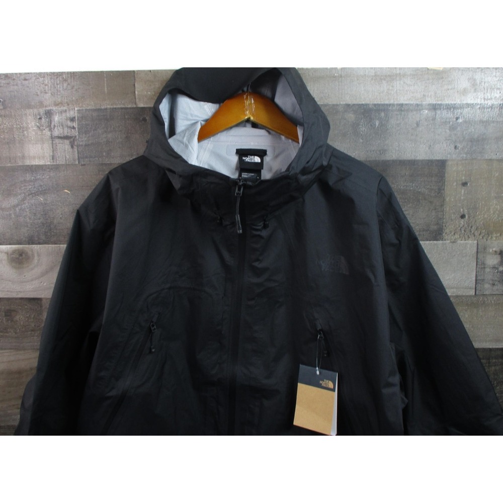 The North Face Jacket Mens XL Black Packable LT Rain Parka Hooded Waterproof NEW